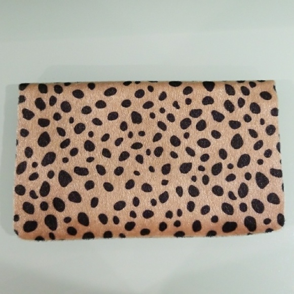 Leopard Cheetah Foldover Envelope Clutch Vegan - Picture 7 of 8